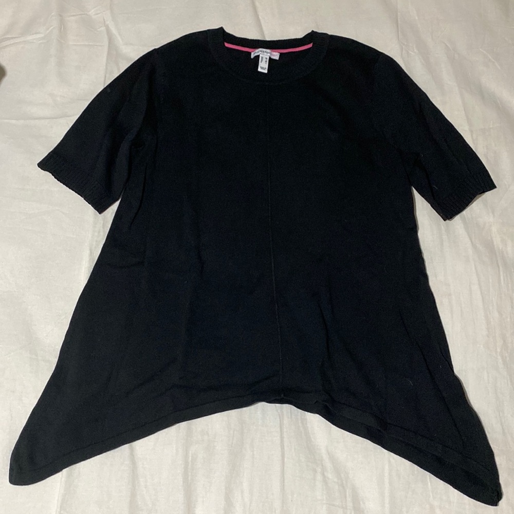 Isaac Mizrahi live! Crew neck cascade hem pullover sweater